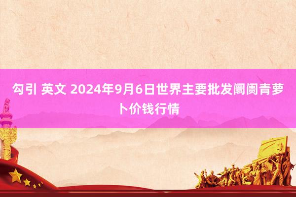 勾引 英文 2024年9月6日世界主要批发阛阓青萝卜价钱行情