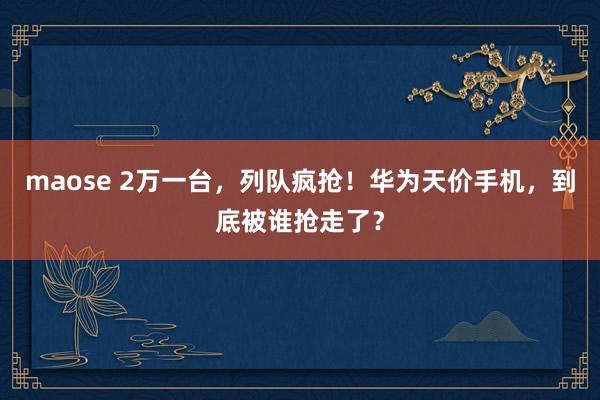 maose 2万一台，列队疯抢！华为天价手机，到底被谁抢走了？