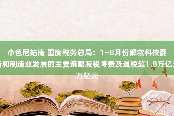 小色尼姑庵 国度税务总局：1—8月份解救科技翻新和制造业发展的主要策略减税降费及退税超1.8万亿元