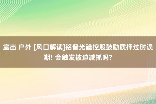 露出 户外 [风口解读]铭普光磁控股鼓励质押过时误期! 会触发被迫减抓吗?