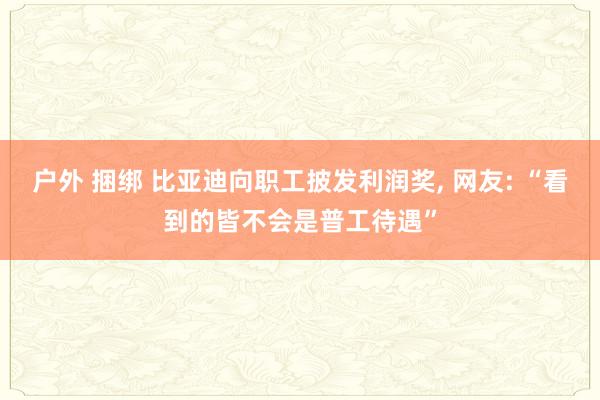 户外 捆绑 比亚迪向职工披发利润奖， 网友: “看到的皆不会是普工待遇”