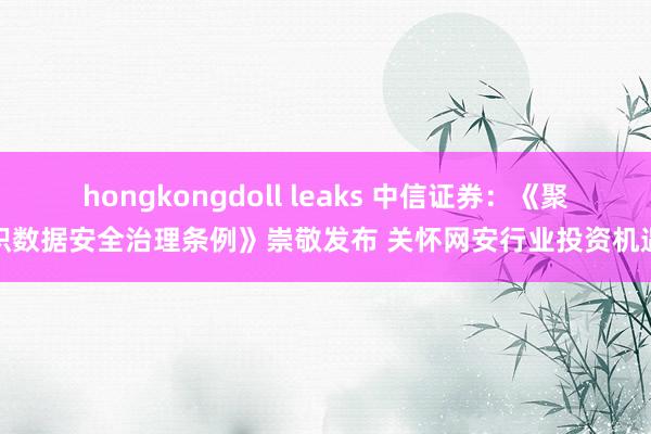 hongkongdoll leaks 中信证券：《聚积数据安全治理条例》崇敬发布 关怀网安行业投资机遇