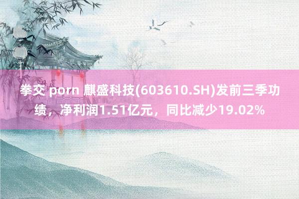 拳交 porn 麒盛科技(603610.SH)发前三季功绩，净利润1.51亿元，同比减少19.02%