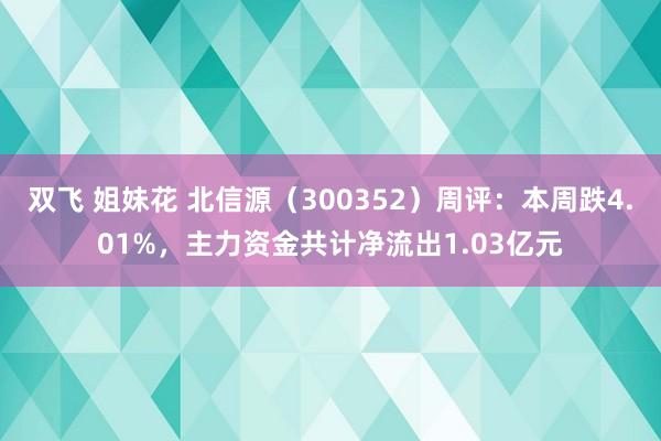 双飞 姐妹花 北信源（300352）周评：本周跌4.01%，主力资金共计净流出1.03亿元