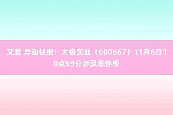 文爱 异动快报：太极实业（600667）11月6日10点59分涉及涨停板