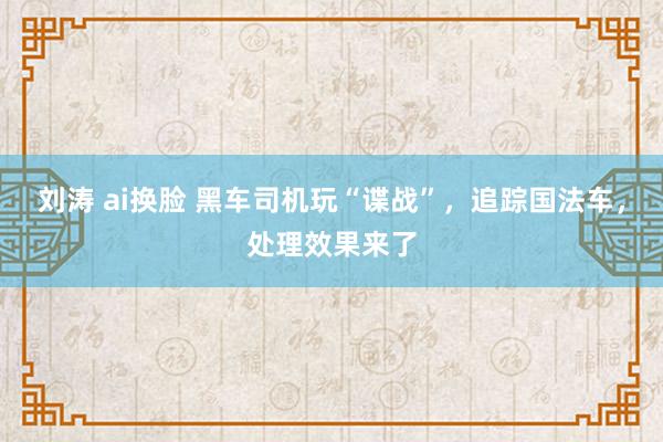 刘涛 ai换脸 黑车司机玩“谍战”，追踪国法车，处理效果来了