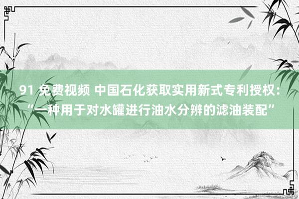 91 免费视频 中国石化获取实用新式专利授权：“一种用于对水罐进行油水分辨的滤油装配”