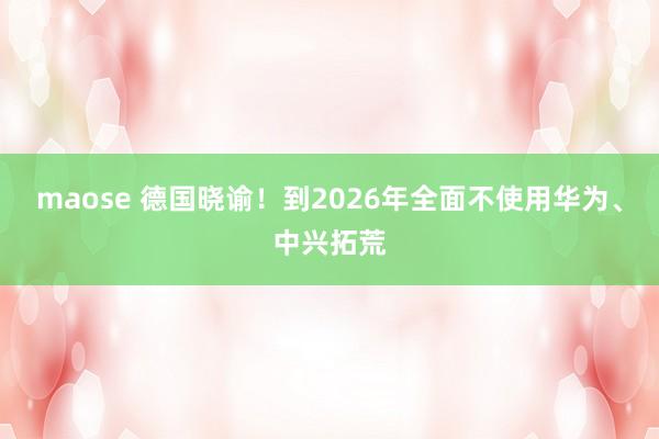 maose 德国晓谕！到2026年全面不使用华为、中兴拓荒