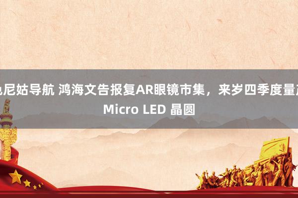 色尼姑导航 鸿海文告报复AR眼镜市集，来岁四季度量产Micro LED 晶圆