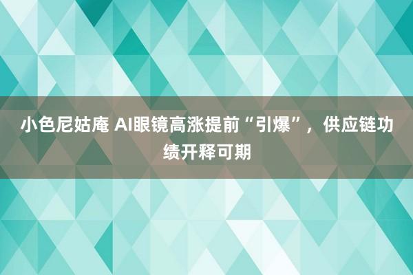 小色尼姑庵 AI眼镜高涨提前“引爆”，供应链功绩开释可期