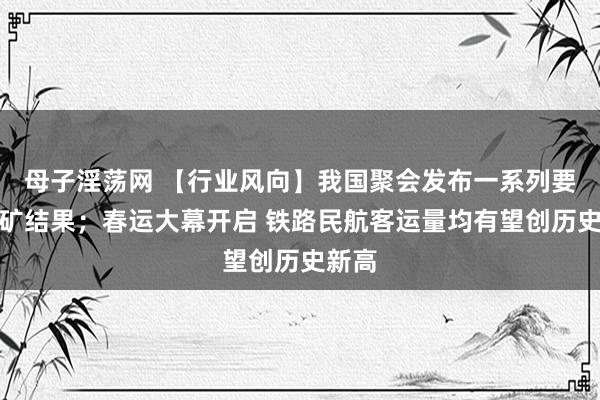 母子淫荡网 【行业风向】我国聚会发布一系列要紧找矿结果；春运大幕开启 铁路民航客运量均有望创历史新高